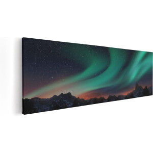 Artaza Canvas Schilderij Noorderlicht in de Bergen - 60x20 - Foto Op Canvas - Canvas Print