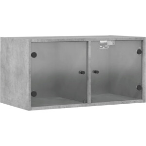 vidaXL - Wandkast - met - glazen - deuren - 68,5x37x35 - cm - betongrijs