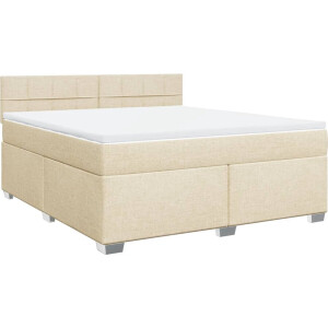 vidaXL - Boxspring - met - matras - stof - crèmekleurig - 180x200 - cm