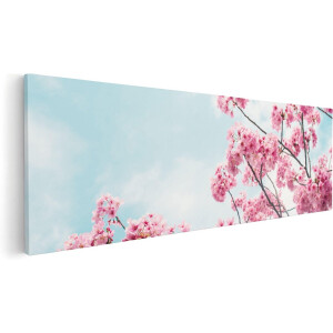 Artaza Canvas Schilderij Roze Bloesemboom - Bloemen - 90x30 - Foto Op Canvas - Canvas Print