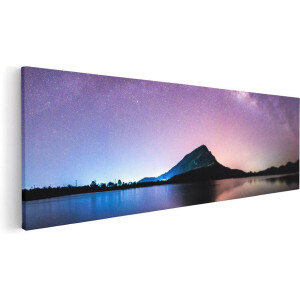 Artaza Canvas Schilderij Melkweg Bij Een Berg In Thailand - 90x30 - Foto Op Canvas - Canvas Print