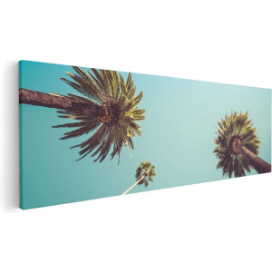 Artaza Canvas Schilderij Palmbomen met Bladeren in de Lucht - 60x20 - Foto Op Canvas - Canvas Print