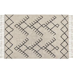 BELIANI ERLER - Laagpolig vloerkleed - Lichtbeige - 160 x 230 cm - Katoen