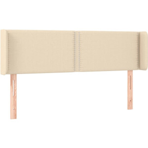 vidaXL - Hoofdbord - met - randen - 147x16x78/88 - cm - stof - crèmekleurig