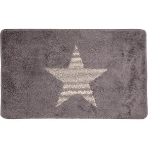 Clayre & Eef Badmat 78x48x1 cm Grijs Polyester Ster