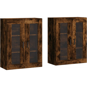 vidaXL - Hangkasten - 2 - st - bewerkt - hout - gerookt - eikenkleurig