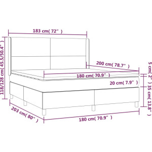 vidaXL - Boxspring - met - matras - stof - crèmekleurig - 180x200 - cm