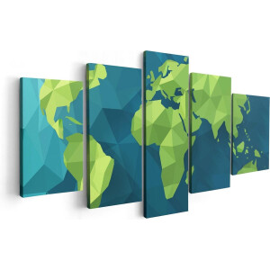 Artaza Canvas Schilderij Vijfluik Hoekige Origami Wereldkaart - Abstract - 100x50 - Foto Op Canvas - Canvas Print