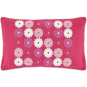 Dutch Decor MERODE - Sierkussen 30x50 cm met bloemen - fuchsia - roze - Inclusief binnenkussen