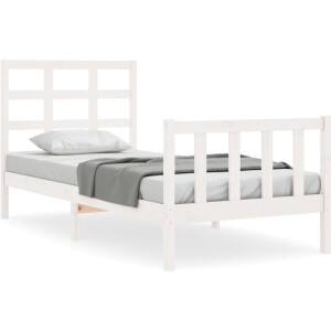 vidaXL - Bedframe - met - hoofdbord - massief - hout - wit