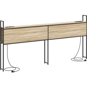 vidaXL - Opslage - hoofdbord - met - oplaadstation - Sonoma - eiken - 180 - cm