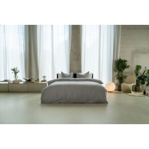 Kayori Saya Dekbedovertrek Katoensatijn - 200x200-220 + 2 slopen - Tweepersoons - Biologisch Katoen - Zilvergrijs