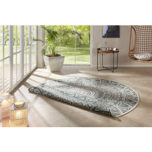 Flycarpets Laagpolig Rond Vloerkleed - Omkeerbaar Binnen en Buitenkleed - Groen 240cm rond Ø