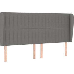 vidaXL - Hoofdbord - met - randen - 163x23x118/128 - cm - stof - donkergrijs