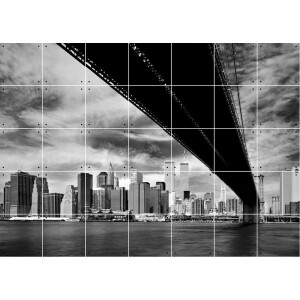 IXXI Brooklyn Bridge, Teun Voeten - 140 x 100 cm - Gratis ophangtool - Grote wanddecoratie en posters - Fotografie, Gang, Woonkamer, Skyline