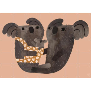 IXXI Koala Family, Aniek Bartels - 140 x 100 cm - Gratis ophangtool - Grote wanddecoratie en posters - Illustraties, Speels, Cartoonesk, Kinderkamer