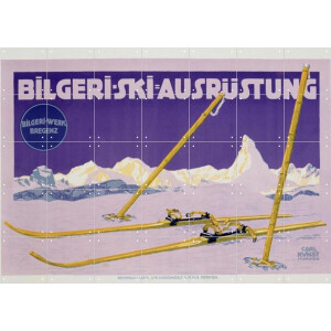 IXXI Skiing in Austria, Bridgeman Images - 140 x 100 cm - Gratis ophangtool - Grote wanddecoratie en posters - Art Deco, Vintage, Illustraties