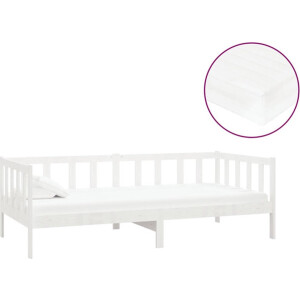 vidaXL - Slaapbank - met - matras - massief - grenenhout - wit - 90x200 - cm