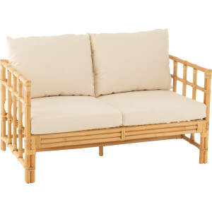 J-Line zetel Elise + kussen 2 Personen - rotan/textiel - naturel/wit