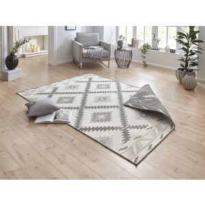 Flycarpets Omkeerbaar Vloerkleed - Binnen & Buitenkleed Malibu- Grijs / Creme - 200x290 cm
