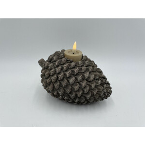 Theelichthouder dennenappel bruin maat S polystone 16 x 8 x 9 cm | 785968 | Countryfield | Stoer & Sober Woonstijl