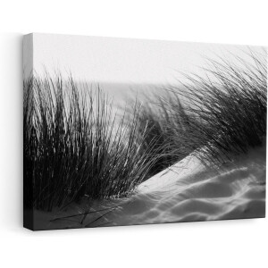 Artaza Canvas Schilderij Strand en Duinen - Zwart Wit - 60x40 - Foto Op Canvas - Canvas Print
