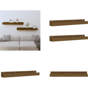 vidaXL - Wandschappen - 2 - st - 80x12x9 - cm - massief - grenenhout - honingbruin