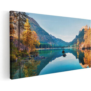 Artaza Canvas Schilderij Meer Met Herfstbomen - 60x30 - Foto Op Canvas - Canvas Print