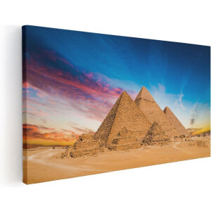 Artaza Canvas Schilderij Egyptische Piramides bij Zonsondergang - 80x40 - Foto Op Canvas - Canvas Print