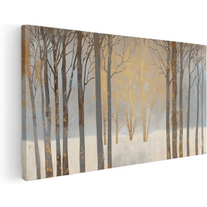 Artaza Canvas Schilderij Kunstwerk van Bomen in een Besneeuwd Bos - 80x40 - Wanddecoratie - Foto Op Canvas - Canvas Print