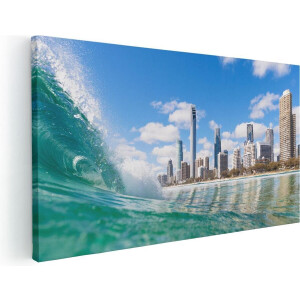 Artaza Canvas Schilderij Golf aan de Gold Coast  - 120x60 - Groot - Foto Op Canvas - Canvas Print