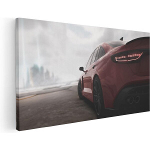 Artaza Canvas Schilderij Rode Sportwagen Auto  - 120x60 - Groot - Foto Op Canvas - Canvas Print