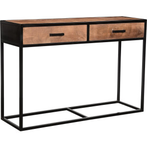 Livingfurn - Wandtafel Sturdy - 120x80x35 cm - Mangohout / Gecoat Staal