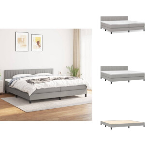 vidaXL Boxspring - Boxsprings - Bed - Slaapmeubel - Boxspring met matras stof lichtgrijs 200x200 cm