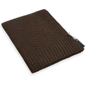 Knit Factory Beau Gebreid Plaid - Woondeken - plaid - Wollen deken - Kleed - Dark Taupe - 160x130 cm