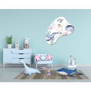 Organische wanddecoratie zeedieren onderwater thema - 70 cm - met ophangsysteem - Decoratie kinderkamer / babykamer jongens & meisjes