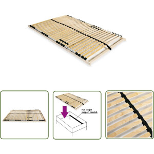 vidaXL Slaapcomfort - Lattenbodem - Lattenbodem met 28 latten 7 zones 120x200 cm - Bedbodems - Houten Lattenbodem - Beukenhout