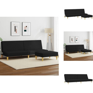 vidaXL Slaapbank - Slaapbanken - Slaap Bank - Bedbank - Slaapbank 2-zits met voetenbank stof zwart