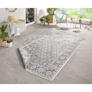 Flycarpets Omkeerbaar Vloerkleed - Binnen & Buitenkleed Curacao - Grijs / Creme - 80x250 cm