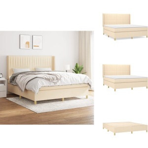 vidaXL Boxspring - Boxsprings - Bed - Slaapmeubel - Boxspring met matras stof crèmekleurig 160x200 cm