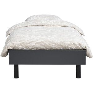Leen Bakker - Bed Nova - Grafietkleur - 90x200 Cm - Spaanplaat - Grijs#Zwart