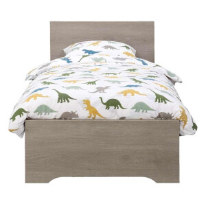 Leen Bakker - Bed Tempo - Eikenkleur - 90x200 Cm - Spaanplaat - Grijs