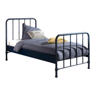 Leen Bakker - Vipack Bed Bronxx - Denim - 90x200 Cm - Metaal - Blauw