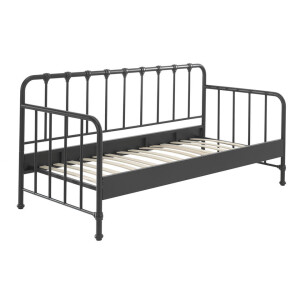Leen Bakker - Vipack Bedbank Bronxx - 90x200 Cm - Metaal - Zwart - 208x98.5x110 Cm