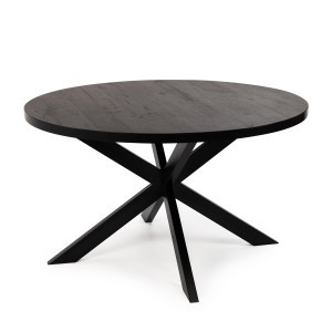 Stalux Ronde Eettafel 'Daan' 148cm, kleur zwart / zwart eiken