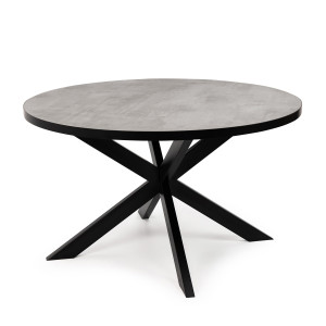 Stalux Ronde Eettafel 'Daan' 135cm, kleur zwart / beton