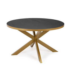 Stalux Ronde Eettafel 'Daan' 148cm, kleur goud / zwart eiken