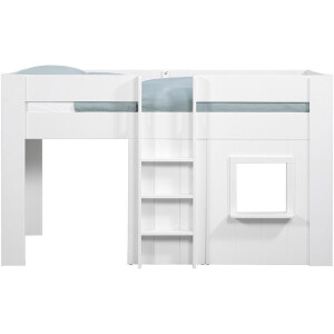 Leen Bakker - Halfhoogslaper Reno Met Speelhuisje - 206x104x120 Cm - MDF - Wit - 103.4x206x120.1 Cm