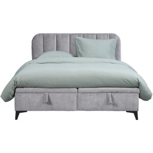 Leen Bakker - Bed Lizz Met Opbergruimte - 180x200 Cm - Stof - Grijs - 210x181x110 Cm