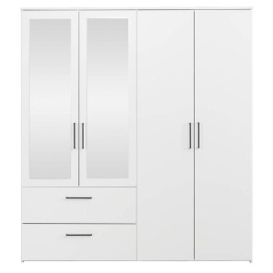 Leen Bakker - Kledingkast Orleans 4 Deurs - 201x181x58 Cm - Spaanplaat - Wit